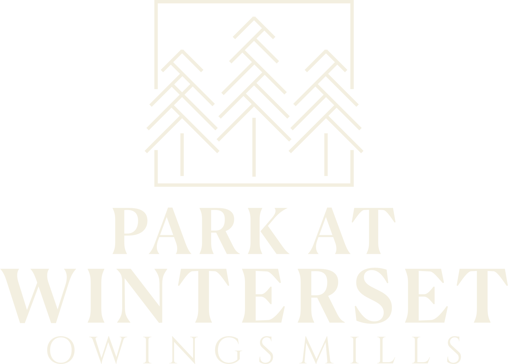 Property entrance sign with tree logo at Park at Winterset Apartments, Owings Mills, MD 21117
